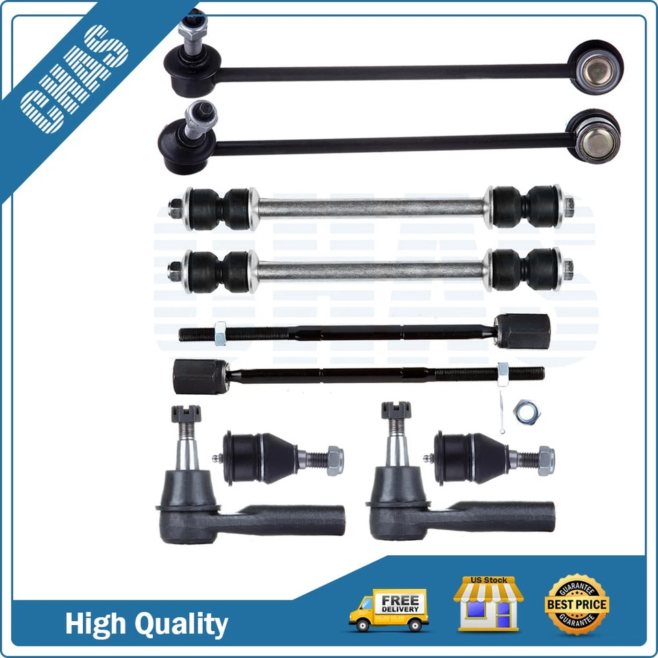 Junta de rótula de extremo de varilla de amarre delantera de 10 piezas para Ford Taurus Mercury Sable 1996-2005 Foto 1 de 1