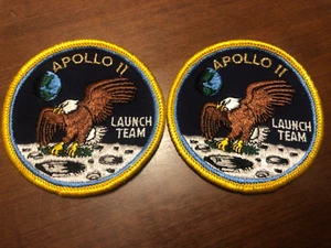 Lot of 2 APOLLO 11 LAUNCH TEAM 3 INCH ROUND MINI CLOTH BACK VERSION PATCH - Picture 1 of 3
