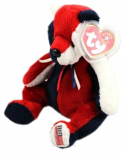 TY Beanie Baby 7" PATRIOT BEAR Left Paw Flag RETIRED 8 ST / 10 TT USA Exclusive - Picture 1 of 4