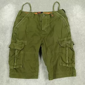 Superdry Uomo Pantaloncini Cargo Medium W32 Verde Slim Core Lite Bottoni Tasche a Mosca - Foto 1 di 10