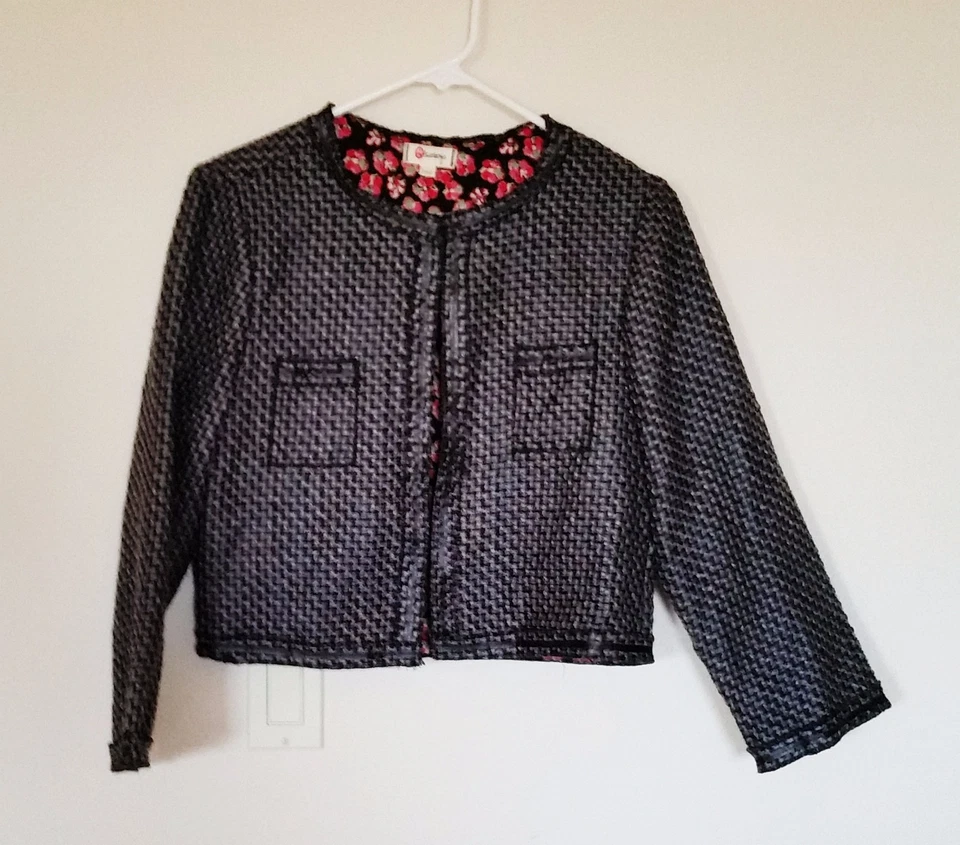 Olsenboye Womens Jacket Blazer Size L Black & Gray Interwave Fabric Fully Lined - Image 1 of 4