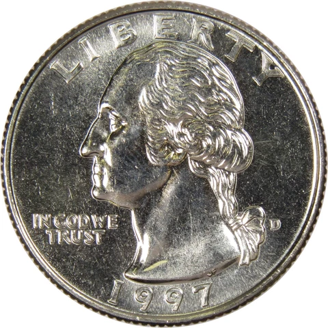 1997 D Washington Quarter BU Uncirculated Mint State 25c US Coin Collectible Cover