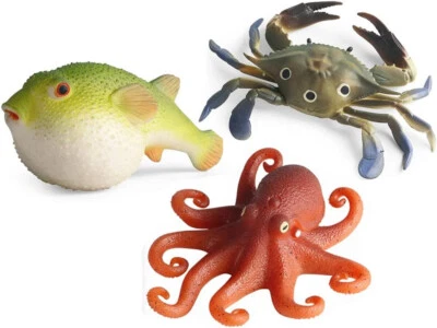 3 peças de brinquedo de borracha animal oceano TPR figuras de criatura marinha elástica brinquedo de descompressão - Imagem 1 de 4