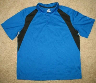 XL 18/20 Boys Youth ZeroXposure Performance UPF Polo Shirt Blue w/ Black - Image 1 of 3