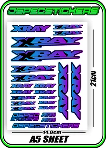 XRAY RC A5 STICKER SHEET NT1 T4 XB9 RX8 ELECTRIC NITRO DECALS R/C BLUE PURPLE B - Picture 1 of 7