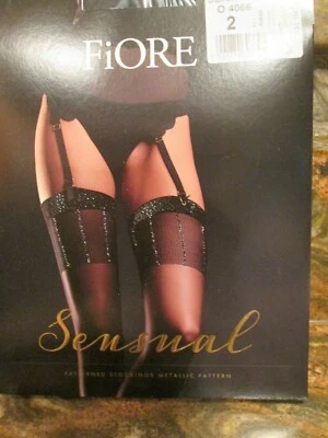 MEIAS DE LIGA FIORE HYPNOSE LUREX DESIGN SUPERIOR TAMANHO 3 PRETO 20 DENIER 3 TAMANHOS - Imagem 1 de 4