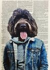A3 Hipster Dog Prints Dictionary Wall Art Pictures Animal in Clothes Humanised