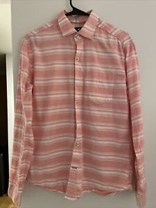 Netplay Heritage Workwear Slub Cotton Button-Front Shirt Pink S-39