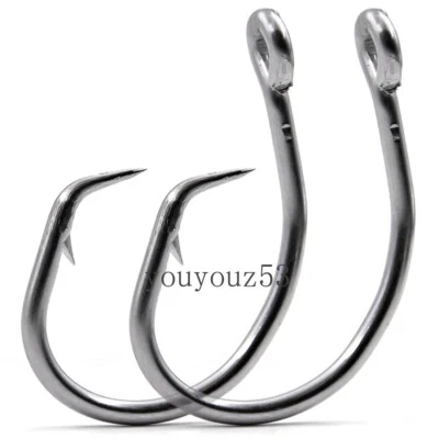 Stainless Steel Circle Hooks Strong Big Game Hooks Shark & Swordfish &Tuna Hook - image 1 of 4