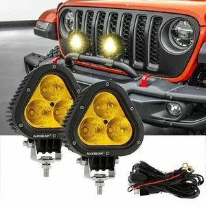 AUXBEAM 2X 4"inch Amber LED Light Pods Spot Driving Fog Lamp For Jeep Truck ATV - Imagen 1 de 12