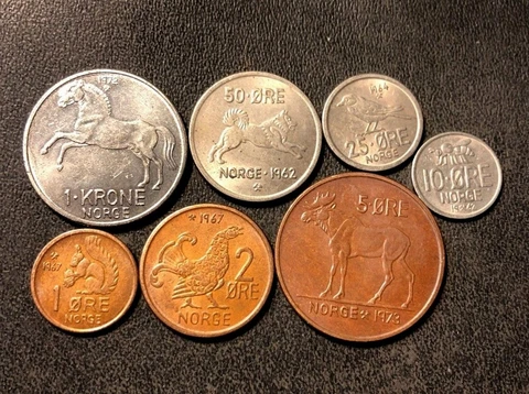 Vintage Norway Coin Lot - ANIMAL SERIES - FULL SET - FREE SHIPPING Cover
