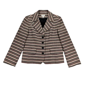 Chaqueta Blazer Ann Taylor LOFT Mujer Tejido Tweed Rayas Abotonadas Algodón Talla 16 - Imagen 1 de 11