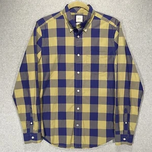Gap Shirt Mens Medium Blue Check Plaid Lived In Office Business Casual Button Up - Picture 1 of 11