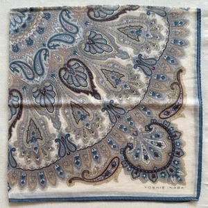 Handkerchief Vintage Cotton Blue Damask Paisley Medallion Pattern Hanky Scarf 20 - Picture 1 of 3