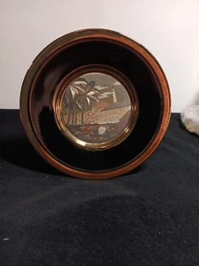 Vintage The Art of Chokin 6" 24kt Gold Edged Plate Witn Palm Tree, Light House - Picture 1 of 5