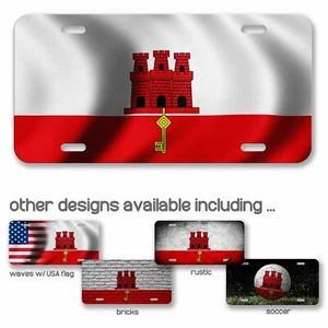 Aluminum License Plate - Flag of Gibraltar (Gibraltarian) - Many Options - Picture 1 of 10