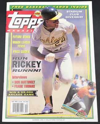 Vintage Summer 1991 Topps Magazine #7 Rickey Henderson Cal Ripken Jr - Image 1 of 4