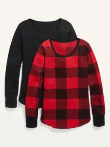 Neu mit Etikett Old Navy 2er-Pack weiches Thermo Waffel Strick Tee Shirt T-Shirt Damen L XL - Bild 1 von 12
