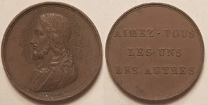 Médaille religieuse, Jésus, Aimez-vous les uns les autres, fin 19° siècle !! - Picture 1 of 1