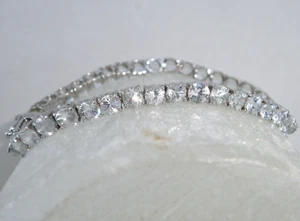 Vintage Sterling Silver 925 4mm Simulated Diamond Tennis Bracelet Fits 7" - Picture 1 of 23