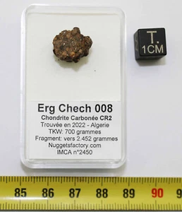 Talon de Météorite Erg Chech 008 Chondrite Carbonée CR2 ( 2.452 grs - 001 * ) - Picture 1 of 7