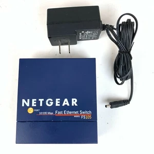 Netgear ProSafe FS105 v2 5-Port 10/100 Ethernet Network Switch w/ Adapter  - Picture 1 of 7