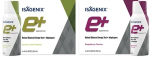 Isagenix e+ Shot 6 x 60ml Natural Caffeine Rasperberry OR Lemon flavour - Picture 1 of 3