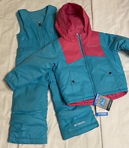 Columbia Toddler Double Flake Snow Set - Geyser / Pink Ice Reversible Sz 3T- NWT