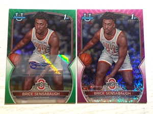 2023 Bowman University Green Auto /99 fucsia mini diamante /150 Brice Sensabaugh - Foto 1 di 2