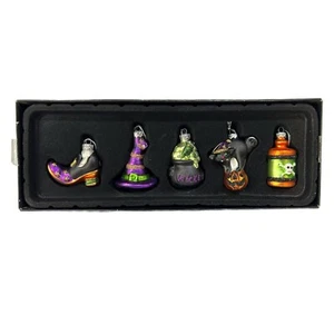 Pier 1 Imports Halloween 5 Glas Ornamente Hexe Schuh Hut Kessel Katze Gift - Bild 1 von 9
