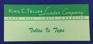 Anuncio de tinta de 1930 - King C. Tolles Lumber Company Rock Hill Carolina del Sur - Imagen 1 de 3