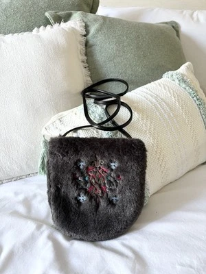Women’s Zara Grey Faux Fur Cross Body Bag, Excellent Condition - Image 1 of 3