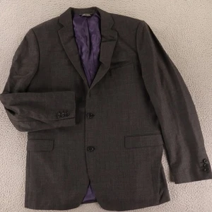 Saks Fifth Avenue Jacket L LT 44L Gray Birdseye 100% Wool Blazer Trim Fit Blazer - Picture 1 of 17