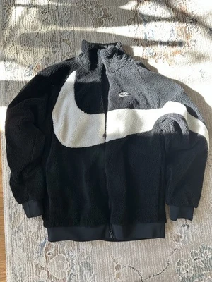 Nike Fullzip Reversible Boa Jacket Big Swash Black × White Size:L Used - Image 1 of 4