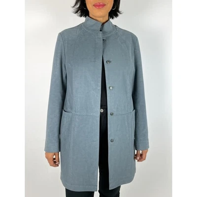 Chaqueta de ropa exterior BERNARDO azul pizarra de cuero genuino cuello cierre de botones 1X Foto 1 de 4