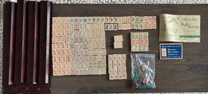 VINTAGE MAH JONGG 1960s CARDINAL 164 WOOD TILES RACKS BOOKLETS DICE CHIPS RULES - Picture 1 of 14