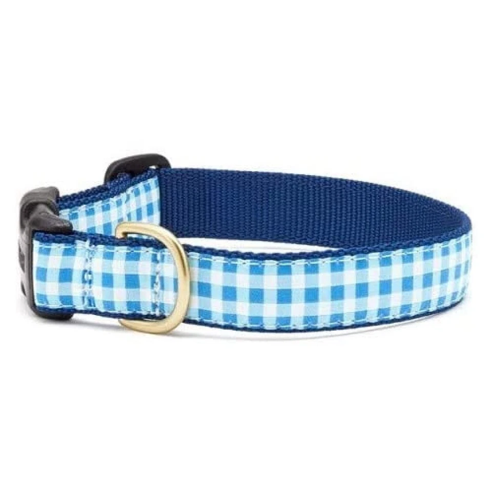 Coleira de cachorro Up Country Bug-C-Xs azul Gingham Xs estreita (5/8") - Imagem 1 de 1