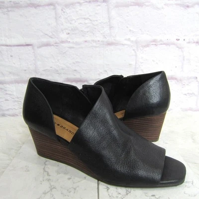 Sandalias Lucky Brand Tylera Cuero Negro Punta Abierta Cuña Talla 11 M Foto 1 de 4