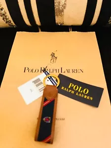 NEU RALPH LAUREN HELLBRAUN LEDER WAPPEN DESIGN SCHLÜSSELANHÄNGER MIT POLO PFERD LOGO + TASCHE - Bild 1 von 3