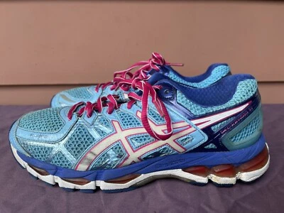 Asics Gel-Kayano 21 Women US 8.5 Blue White Pink Athletic Running Shoes T4H7N D5 - Image 1 of 4