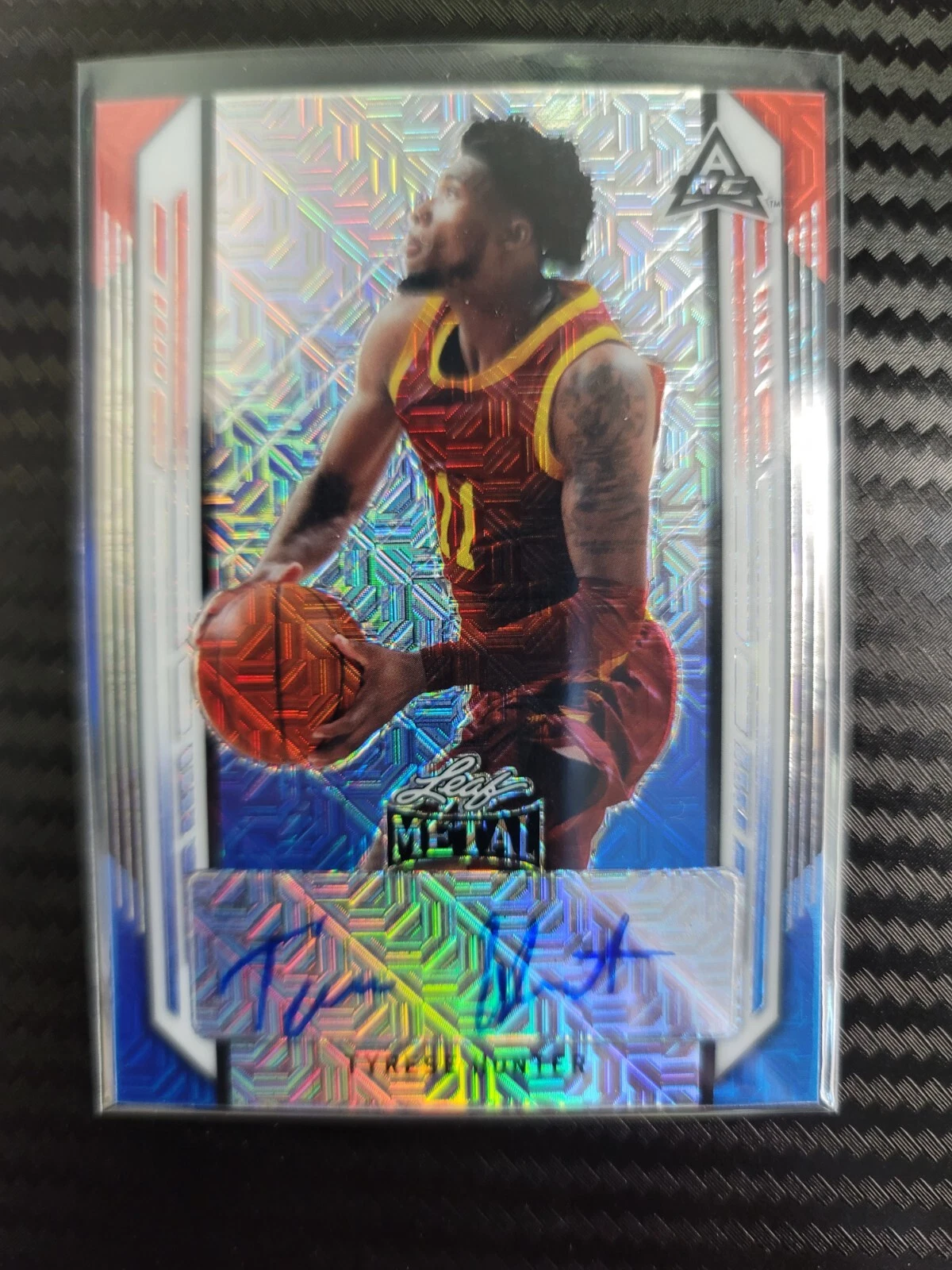 2021-22 Leaf Metal Tyrese Hunter RC Base Auto Red White Blue Mojo 1/3