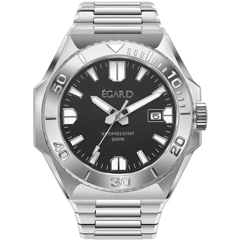 Reloj para hombre Egard King Ocean automático esfera negra pulsera de acero WCH-5095-G0G003 Foto 1 de 1