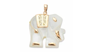 10K GOLD MOTHER OF PEARL ELEPHANT PENDANT GOOD LUCK CHARM PENDANT - Picture 1 of 2