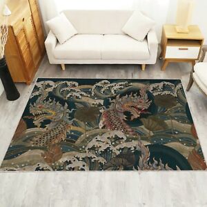 Thai Naga Art on a Rug, Awesome Rug with Traditional Dragon Patterns, Gift