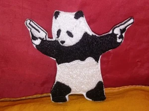 Banksy Panda Embroidered Patch Iron-on Good Luck Magic Charm - Picture 1 of 1