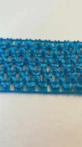 Nastro elastico all'uncinetto blu brillante 1 3/4" 5 iarde cucito artigianale elasticizzato - Foto 1 di 12