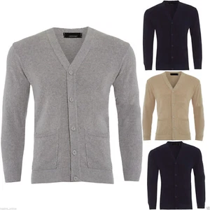 Mens Plain Knitted V Neck Buttoned Cardigan Fine Cotton Knitwear Warm Top Size - Picture 1 of 5