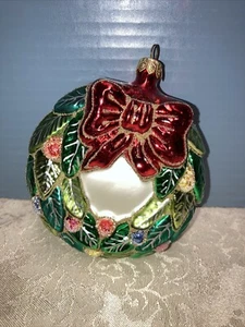 Spiel Blown Glass Wreath Christmas Ornament Handmade in Poland 2005 Preowned  - Picture 1 of 9