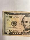 2013 $5 Dollar “3 every other number” Fancy Serial Number Bank Note