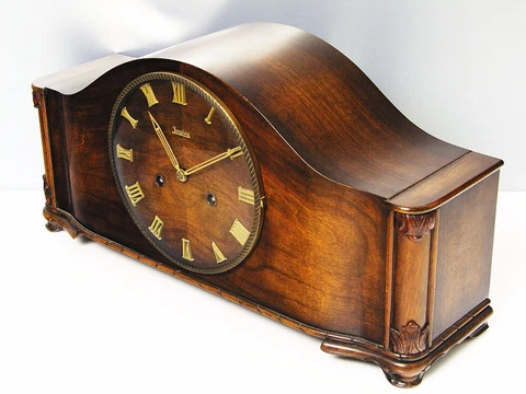 JUNGHANS PURE  ART DECO  CHIMING MANTEL CLOCK  BLACK FOREST Cover